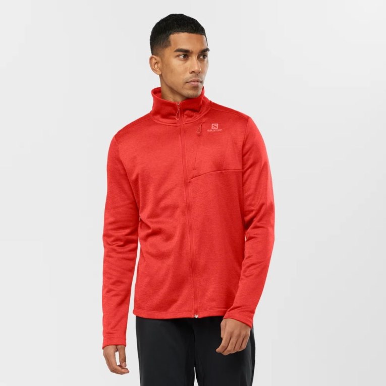 Pánské Bundy Salomon Essential Lightwarm Heather Full Zip Červené | CZ 05LIMRJ